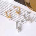 Trendy Stainless Steel 18k Gold Plated Earrings Rectangle